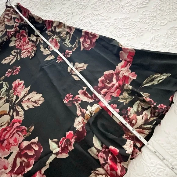 NWOT Lulus Divine Blooms Black Floral Print One-Shoulder Midi Wrap Dress Large - Picture 10 of 10